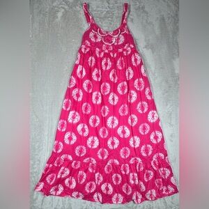Calypso St. Barth X Target Girls Pink White Tie Dye Tropical Maxi Dress Size L